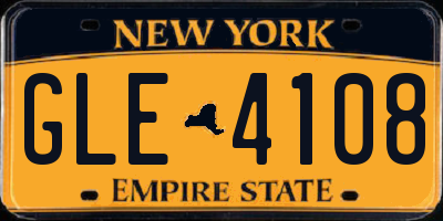 NY license plate GLE4108
