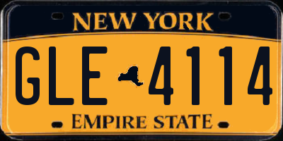 NY license plate GLE4114