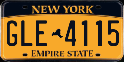 NY license plate GLE4115