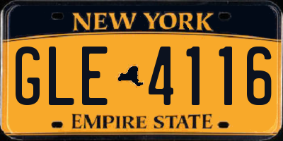 NY license plate GLE4116