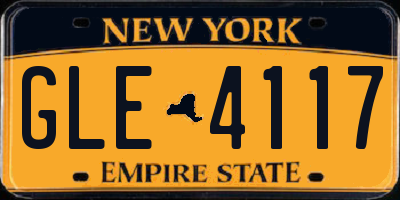NY license plate GLE4117