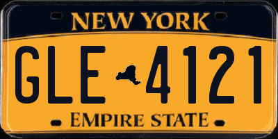NY license plate GLE4121