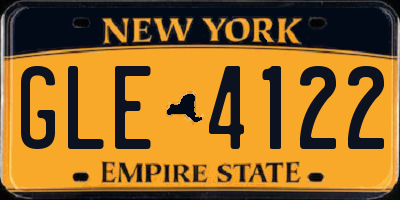 NY license plate GLE4122