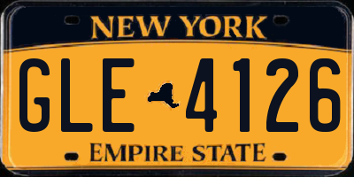 NY license plate GLE4126