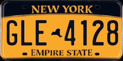 NY license plate GLE4128