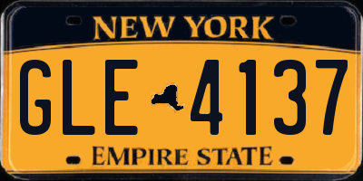 NY license plate GLE4137