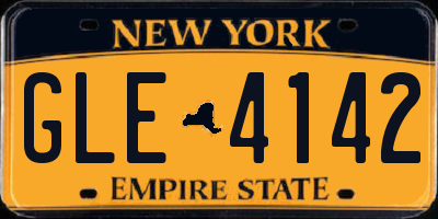 NY license plate GLE4142
