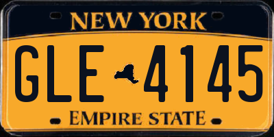 NY license plate GLE4145