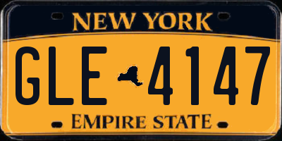 NY license plate GLE4147