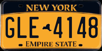 NY license plate GLE4148