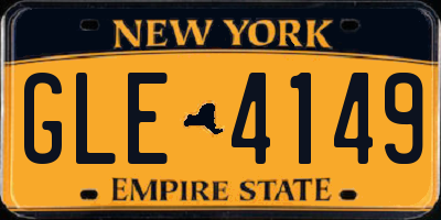 NY license plate GLE4149