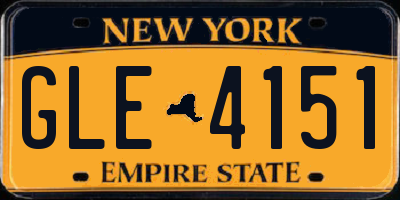 NY license plate GLE4151