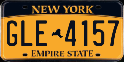 NY license plate GLE4157