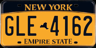 NY license plate GLE4162