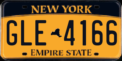 NY license plate GLE4166