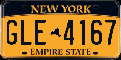 NY license plate GLE4167