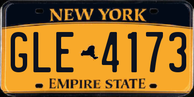 NY license plate GLE4173