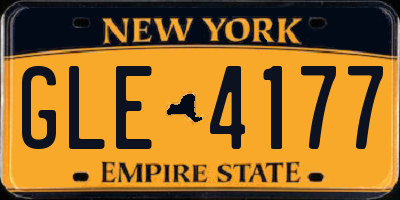 NY license plate GLE4177