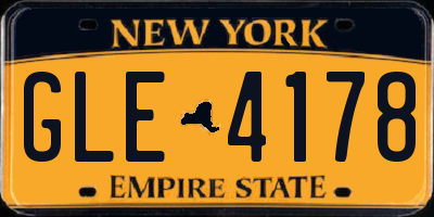 NY license plate GLE4178