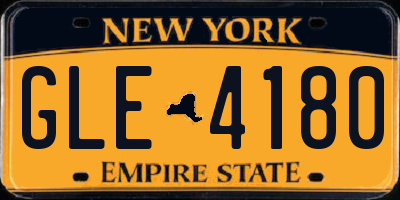NY license plate GLE4180