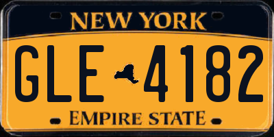 NY license plate GLE4182