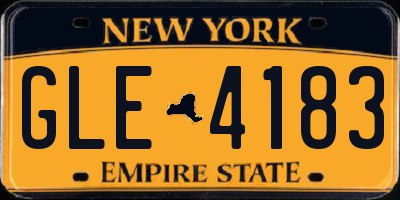 NY license plate GLE4183