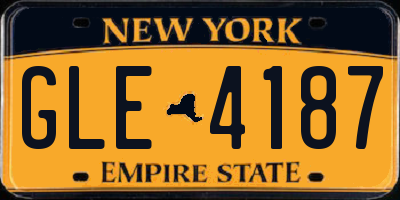 NY license plate GLE4187
