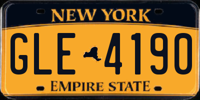 NY license plate GLE4190
