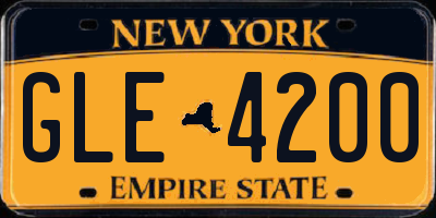 NY license plate GLE4200