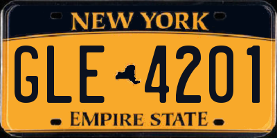 NY license plate GLE4201