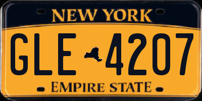 NY license plate GLE4207