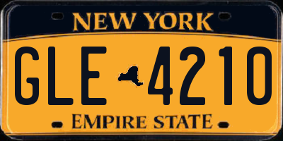 NY license plate GLE4210