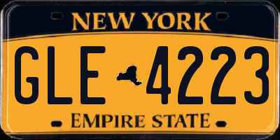 NY license plate GLE4223