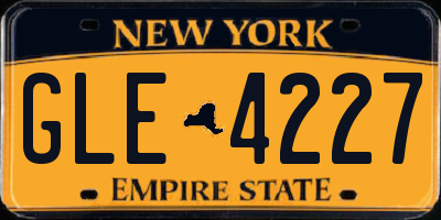 NY license plate GLE4227
