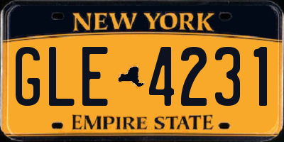 NY license plate GLE4231