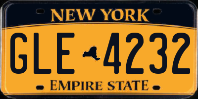 NY license plate GLE4232