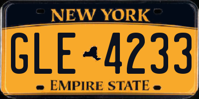 NY license plate GLE4233
