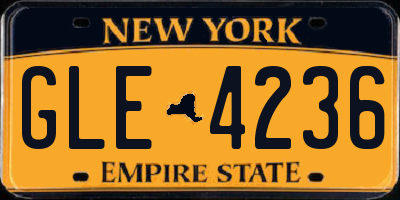 NY license plate GLE4236