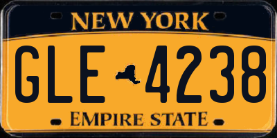NY license plate GLE4238