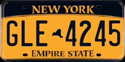 NY license plate GLE4245