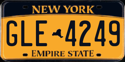 NY license plate GLE4249
