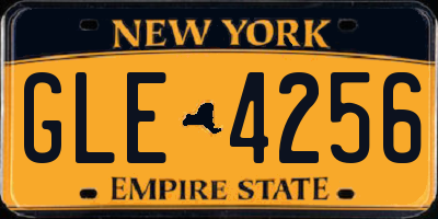 NY license plate GLE4256