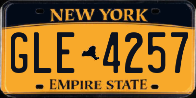 NY license plate GLE4257
