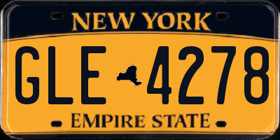 NY license plate GLE4278