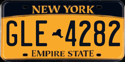 NY license plate GLE4282