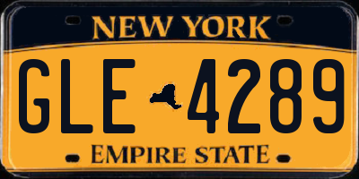 NY license plate GLE4289