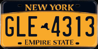 NY license plate GLE4313