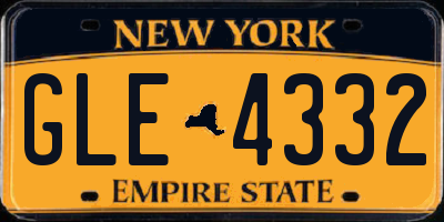 NY license plate GLE4332