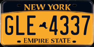 NY license plate GLE4337