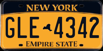 NY license plate GLE4342